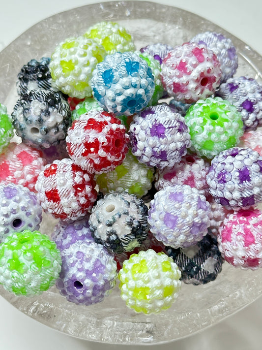 Plaid Rhinestone 20mm Beads Mix